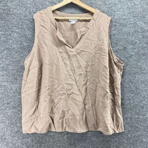 Jaclyn Smith Blouse Women 3X Plus Beige V-Neck Sleeveless Wide Strap Rayon